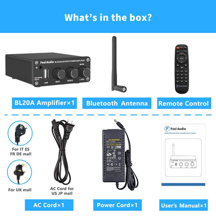 Bluetooth Sound Power Amplifier Fosi Audio 100W Mini HiFi Class D Amp