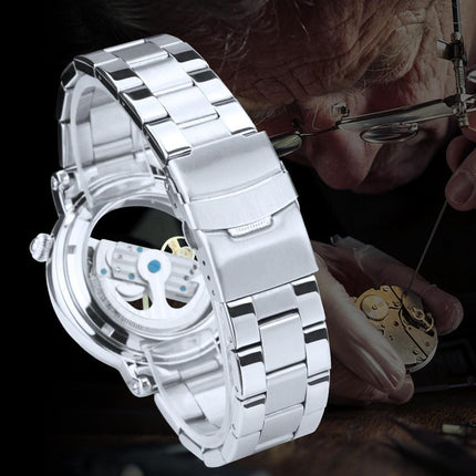 Skeleton Automatic Watch for Men Mechanical Wristwatch Golden Bridge