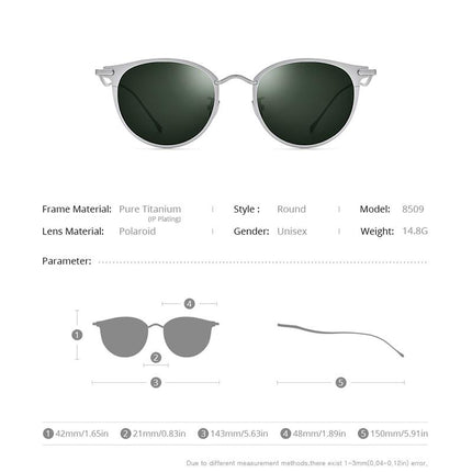 Pure Titanium Sunglasses Men Vintage Small Round Polarized Sun Glasses