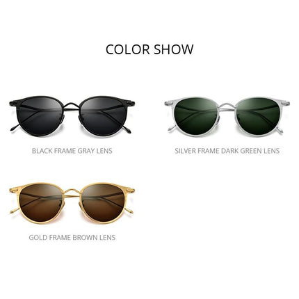 Pure Titanium Sunglasses Men Vintage Small Round Polarized Sun Glasses