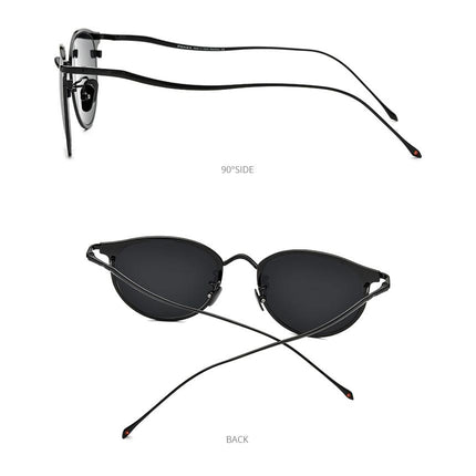 Pure Titanium Sunglasses Men Vintage Small Round Polarized Sun Glasses