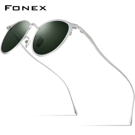 Pure Titanium Sunglasses Men Vintage Small Round Polarized Sun Glasses