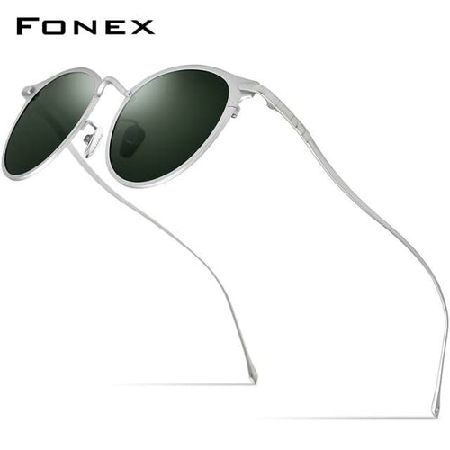 Pure Titanium Sunglasses Men Vintage Small Round Polarized Sun Glasses
