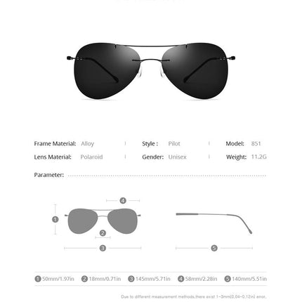 Titanium Alloy TR90 Rimless Sunglasses Men New Ultralight Screwless