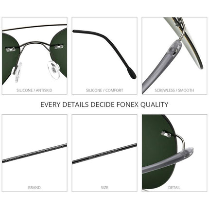 Titanium Alloy TR90 Rimless Sunglasses Men New Ultralight Screwless