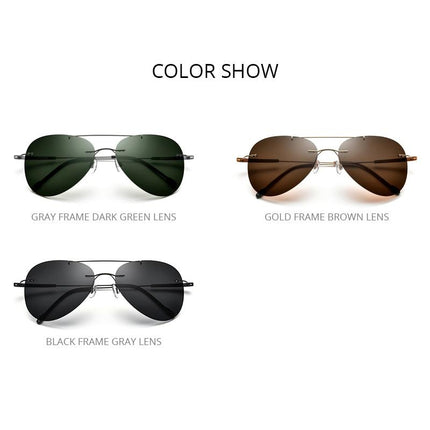 Titanium Alloy TR90 Rimless Sunglasses Men New Ultralight Screwless