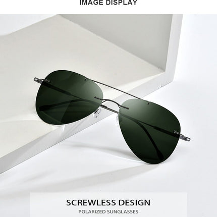 Titanium Alloy TR90 Rimless Sunglasses Men New Ultralight Screwless