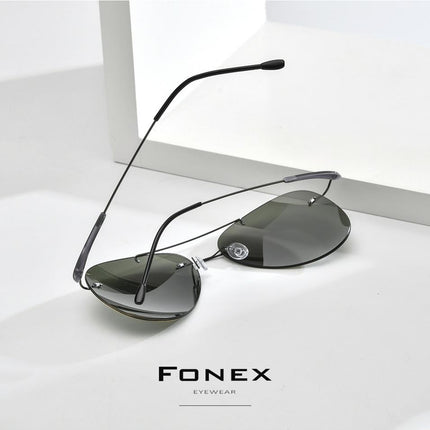 Titanium Alloy TR90 Rimless Sunglasses Men New Ultralight Screwless