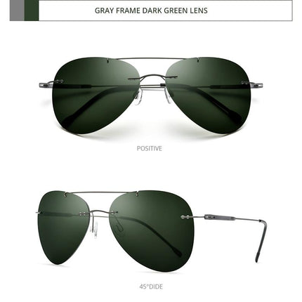 Titanium Alloy TR90 Rimless Sunglasses Men New Ultralight Screwless