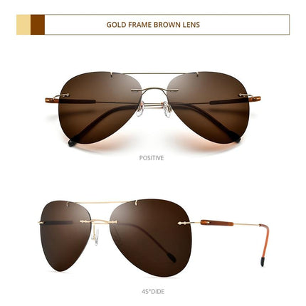 Titanium Alloy TR90 Rimless Sunglasses Men New Ultralight Screwless