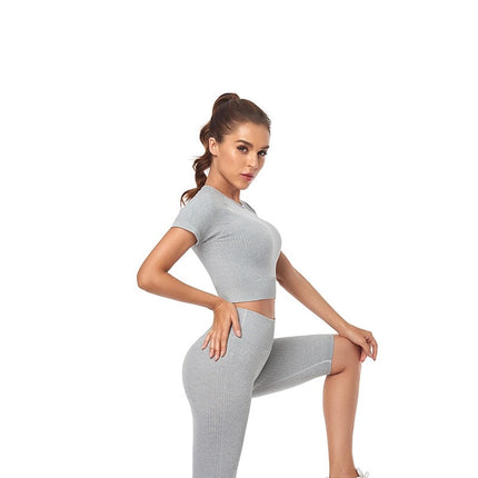 Women Yoga Shirts Short Sleeve Crop Top Gym Tops Fitness Running