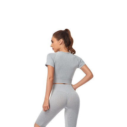 Women Yoga Shirts Short Sleeve Crop Top Gym Tops Fitness Running