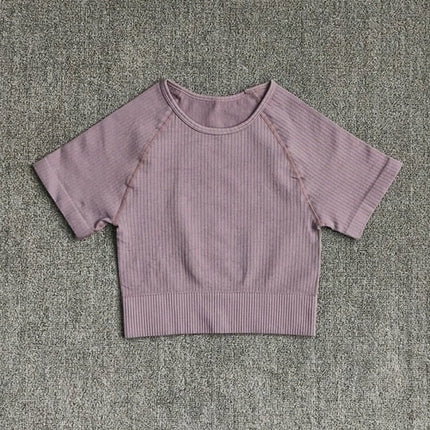 Women Yoga Shirts Short Sleeve Crop Top Gym Tops Fitness Running