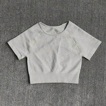 Women Yoga Shirts Short Sleeve Crop Top Gym Tops Fitness Running