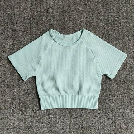 Women Yoga Shirts Short Sleeve Crop Top Gym Tops Fitness Running
