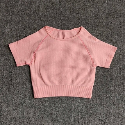Women Yoga Shirts Short Sleeve Crop Top Gym Tops Fitness Running