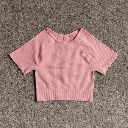Women Yoga Shirts Short Sleeve Crop Top Gym Tops Fitness Running