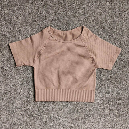 Women Yoga Shirts Short Sleeve Crop Top Gym Tops Fitness Running