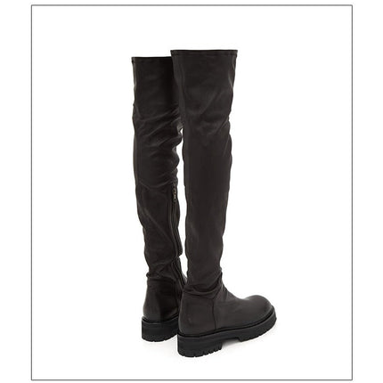 Woman‘s Over The Knee Boots Genuine Leather Zipper Elasticity