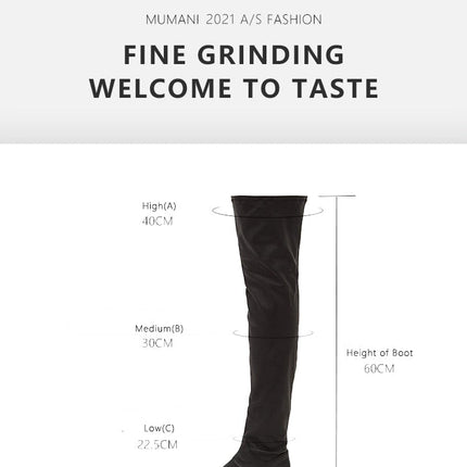 Woman‘s Over The Knee Boots Genuine Leather Zipper Elasticity