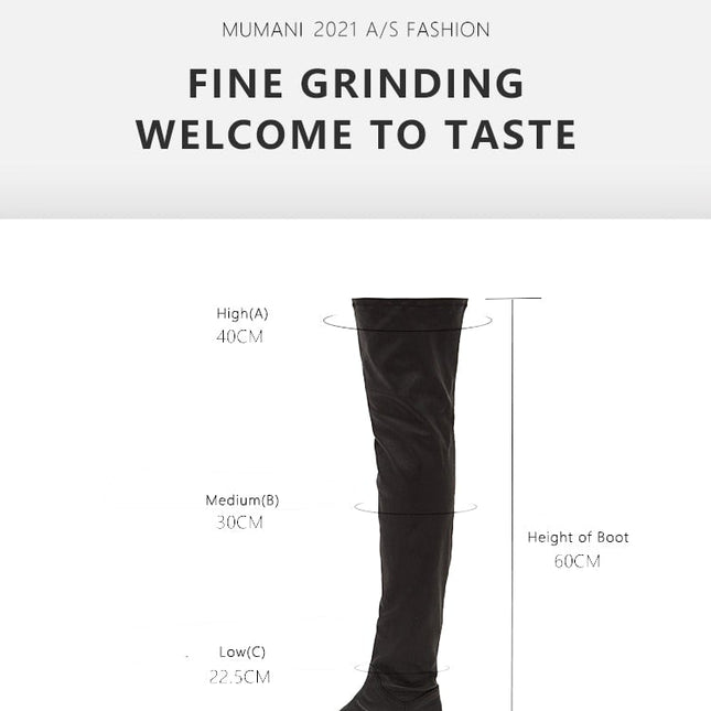Woman‘s Over The Knee Boots Genuine Leather Zipper Elasticity