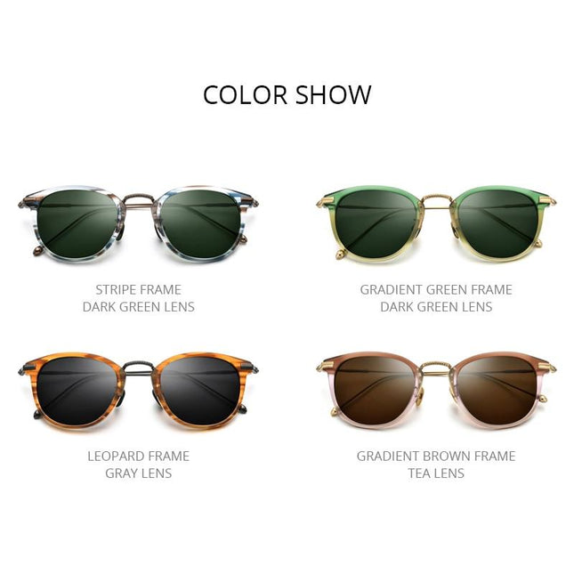 Titanium Acetate Polarized Sunglasses Men 2021 New Retro Vintage