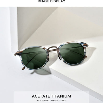 Titanium Acetate Polarized Sunglasses Men 2021 New Retro Vintage