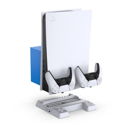 For PS5 DE/UHD Vertical Stand With Cooling Fan Charging Dock Earphone