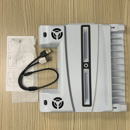 For PS5 DE/UHD Vertical Stand With Cooling Fan Charging Dock Earphone
