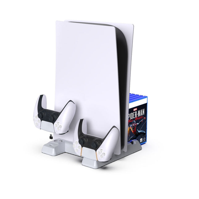 For PS5 DE/UHD Vertical Stand With Cooling Fan Charging Dock Earphone