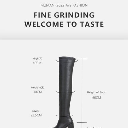 Woman‘s Over The Knee Boots Super High (8cm-up) Basic Square heel