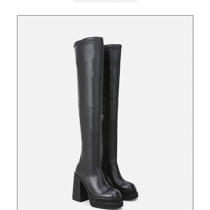 Woman‘s Over The Knee Boots Super High (8cm-up) Basic Square heel