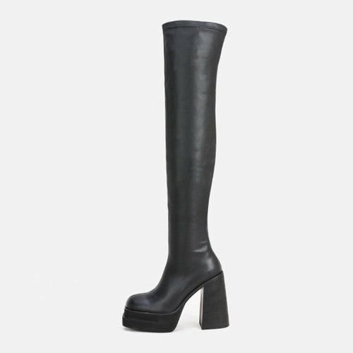 Woman‘s Over The Knee Boots Super High (8cm-up) Basic Square heel