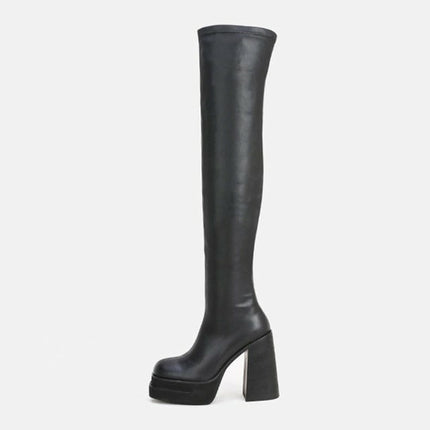 Woman‘s Over The Knee Boots Super High (8cm-up) Basic Square heel