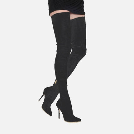 Woman‘s Over the Knee Boots Microfiber sexy Sewing Thin Heels Pointed