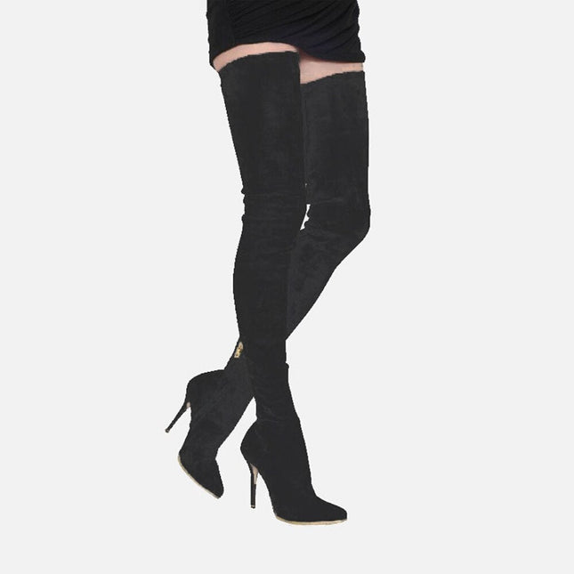Woman‘s Over the Knee Boots Microfiber sexy Sewing Thin Heels Pointed