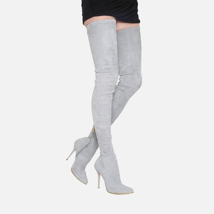 Woman‘s Over the Knee Boots Microfiber sexy Sewing Thin Heels Pointed
