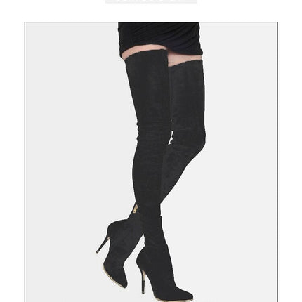 Woman‘s Over the Knee Boots Microfiber sexy Sewing Thin Heels Pointed