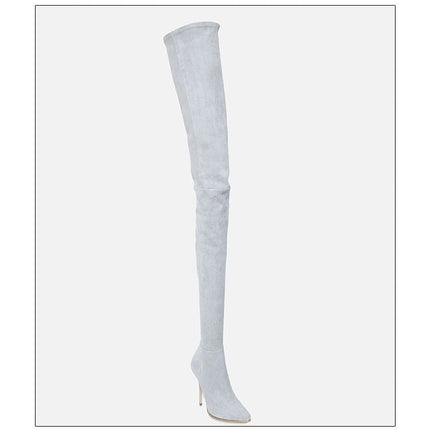 Woman‘s Over the Knee Boots Microfiber sexy Sewing Thin Heels Pointed