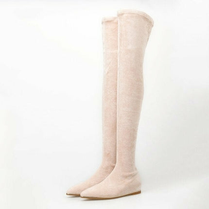 Woman‘s Over the Knee Boots Microfiber sexy Sewing Thin Heels Pointed