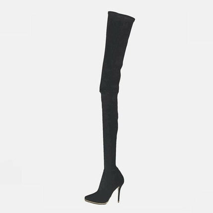 Woman‘s Over the Knee Boots Microfiber sexy Sewing Thin Heels Pointed