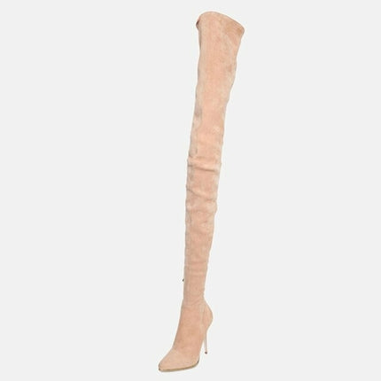 Woman‘s Over the Knee Boots Microfiber sexy Sewing Thin Heels Pointed