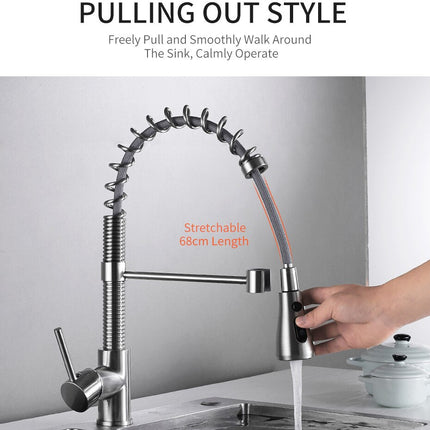 Kitchen Faucets Brush Brass Faucets for Kitchen Sink  Single Lever