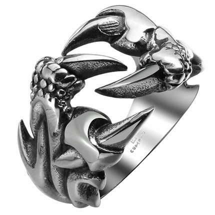 Mens Stainless Steel Biker Style Dragon Claw Ring
