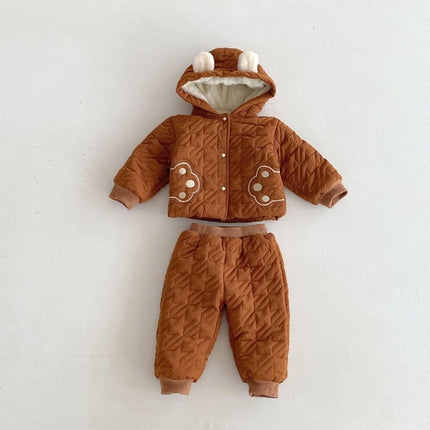 Winter Infant Baby Teddy Paws Pattern Long Sleeves Coat With Thick