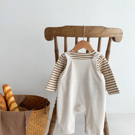 Infant Baby Bear Head Corduroy Combo Overalls In Sets