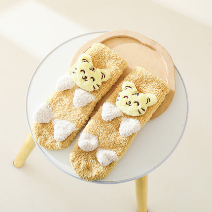 Baby Cartoon Design Coral Fleece Thickened Floor Socks