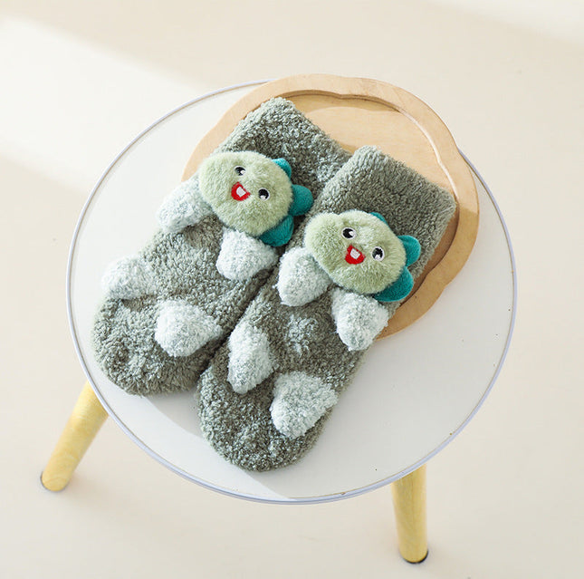 Baby Cartoon Design Coral Fleece Thickened Floor Socks