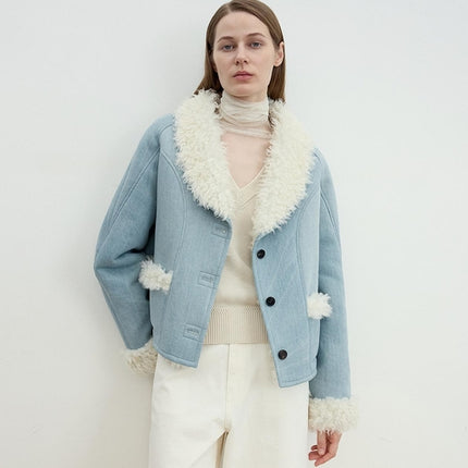 "Pure Era" imported high-quality lamb contrast color fruit collar