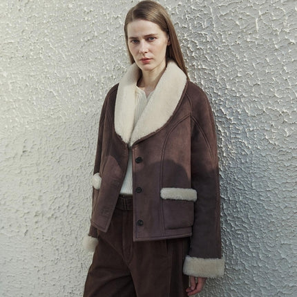 "Pure Era" imported high-quality lamb contrast color fruit collar